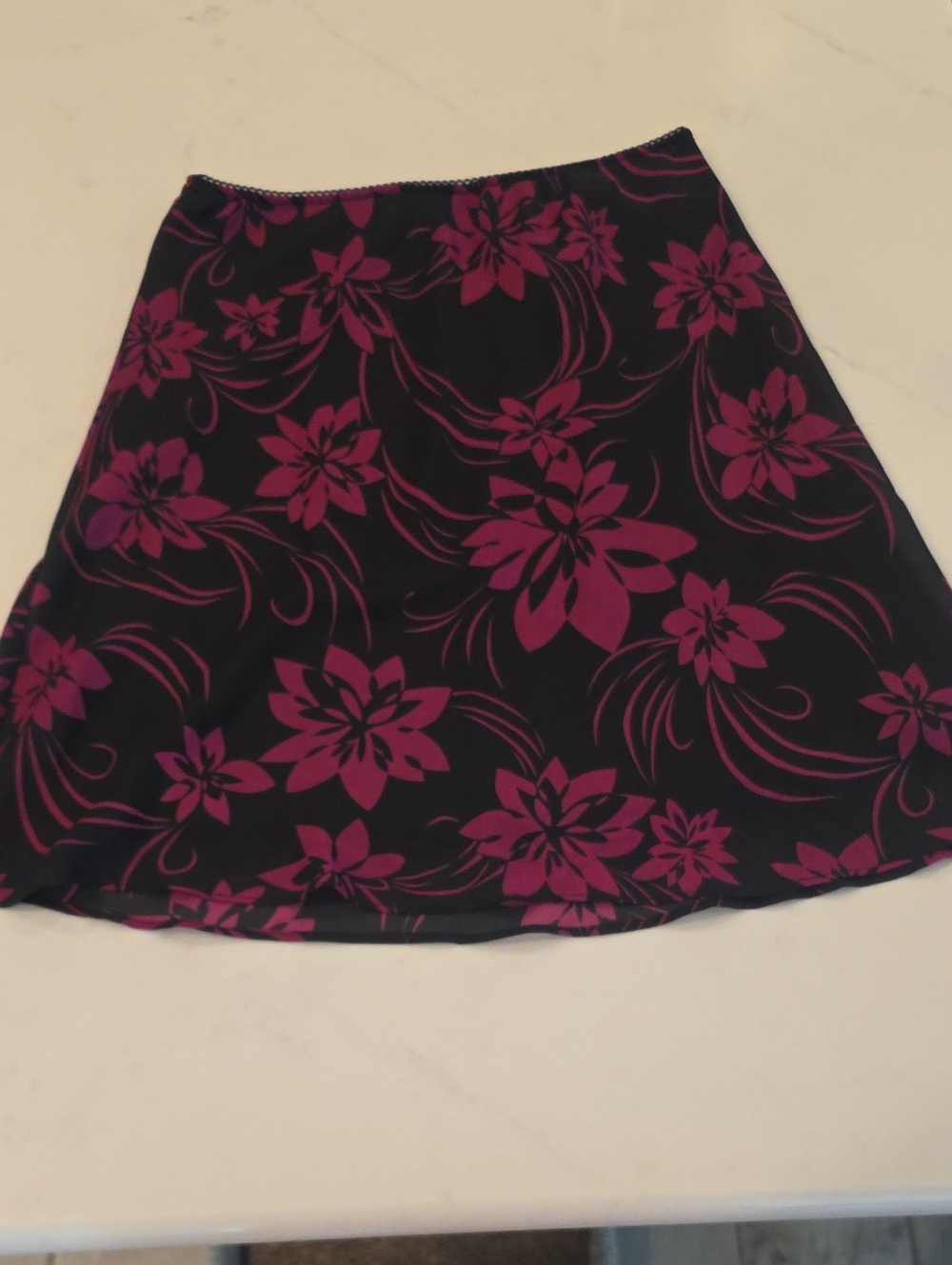 Floral A-Line Skirt in Black and Magenta